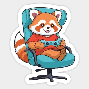 adorable Red Panda playing video game aesthetic Sticker